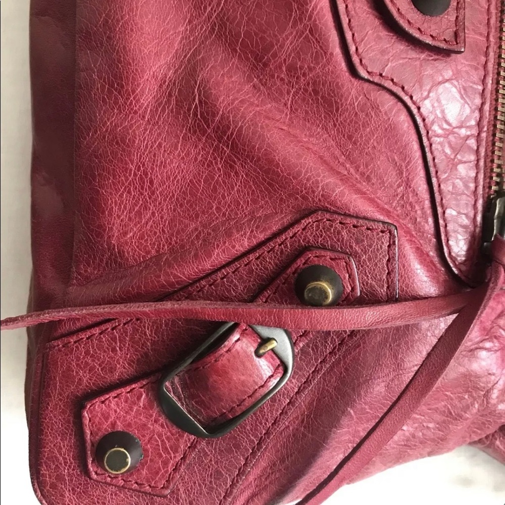 AUTHENTIC Balenciaga FIRST CalfSkin Handbag burgundy - Picture 2 of 7